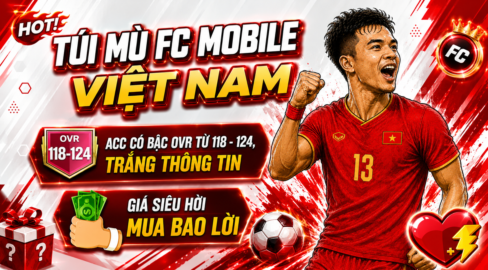 Túi Mù FCM Đội Hình OVR từ 118 đến 124 - Trắng Thông Tin