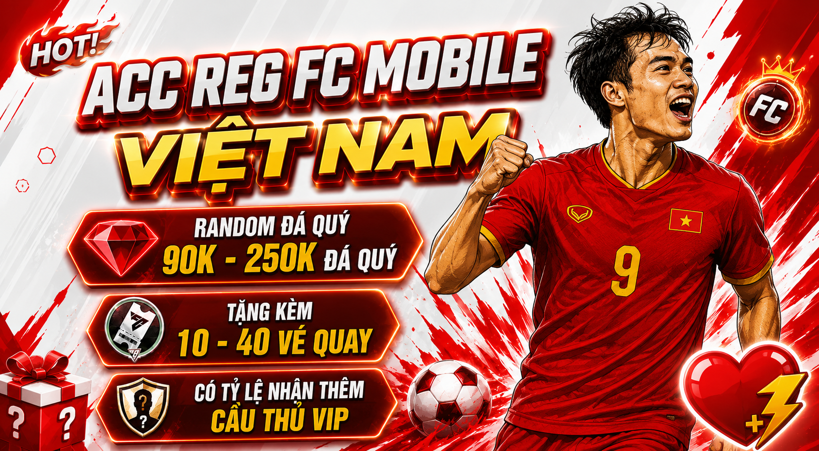 🇻🇳 Acc Reg Đá Quý Fc Mobile Vn [ 90k - 250k Đá Quý ] + [ 10 - 40 Vé ] + [ Có Tỷ Lệ Nhận Thêm Cầu Thủ Vip ]